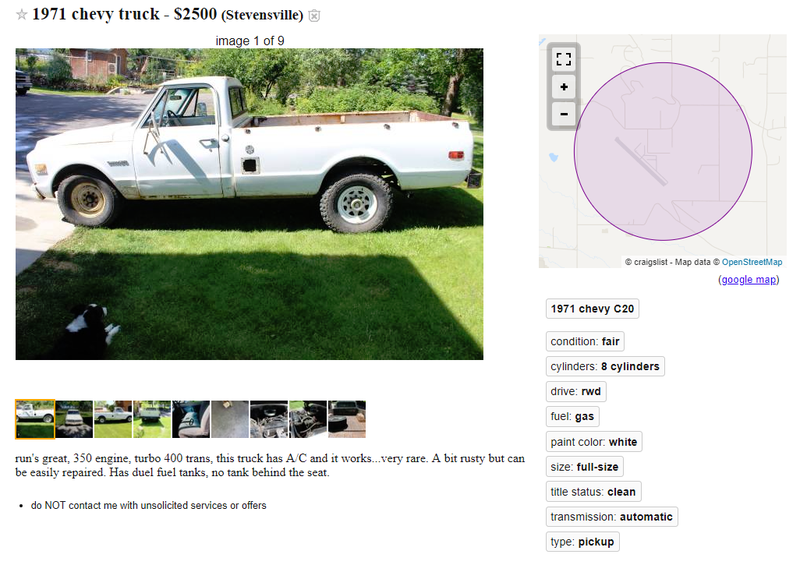 Illustration for article titled Found on Montana Craigslist: Chevy Combo Edition